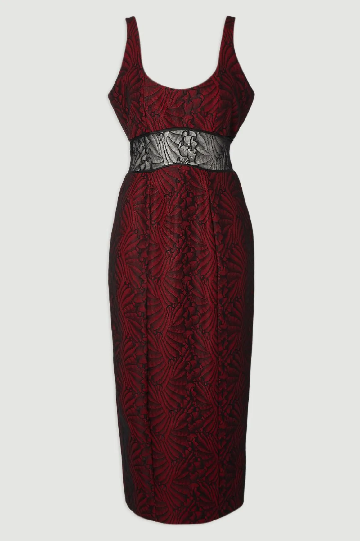 Robe Longue Crayon Ajustée en Dentelle Premium