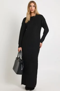 boohoo Robe longue côtelée douce<Femme Robes À Manches Longues|Robes