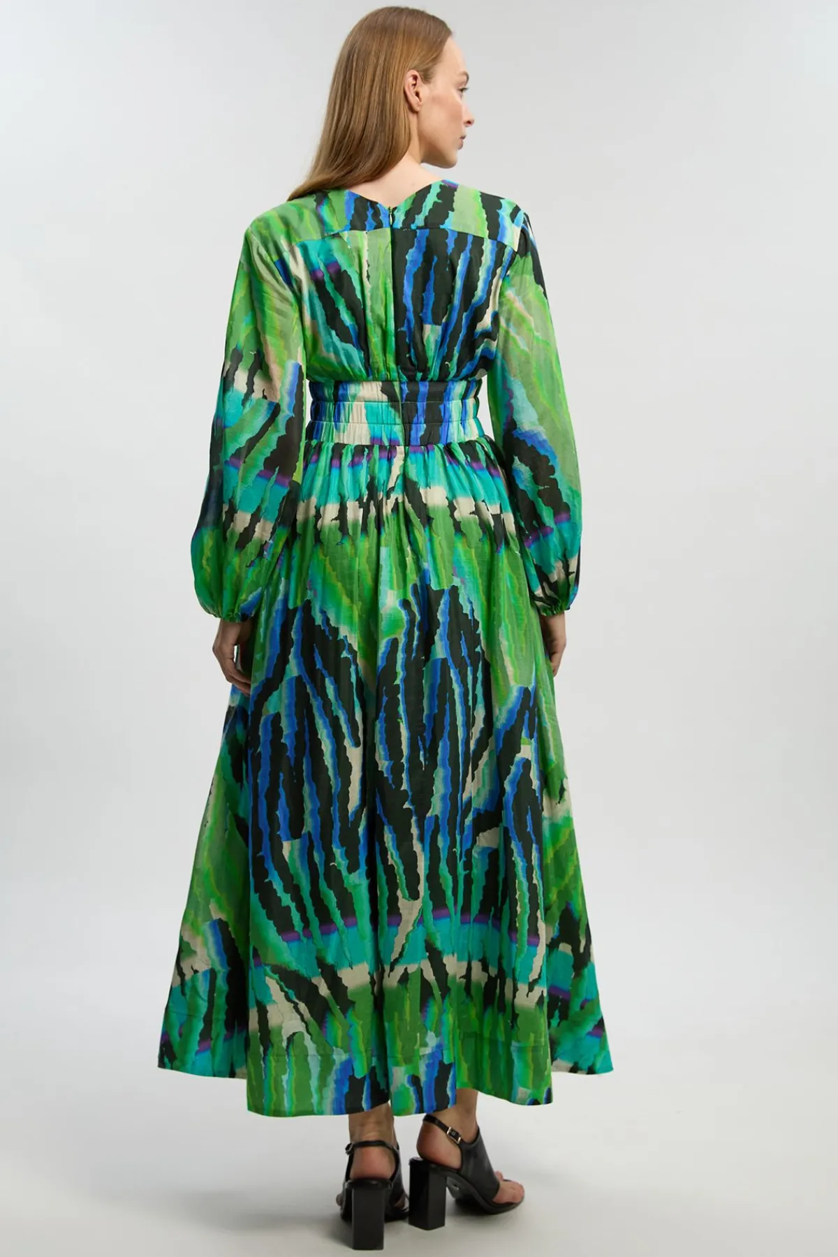 KarenMillen Robe Longue Décolletée En Soie Et Coton À Imprimé Animal<Femme Robes À Manches Longues|Robes