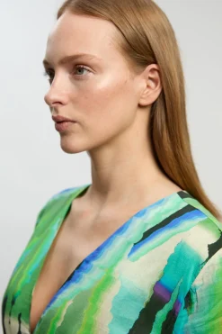 KarenMillen Robe Longue Décolletée En Soie Et Coton À Imprimé Animal<Femme Robes À Manches Longues|Robes