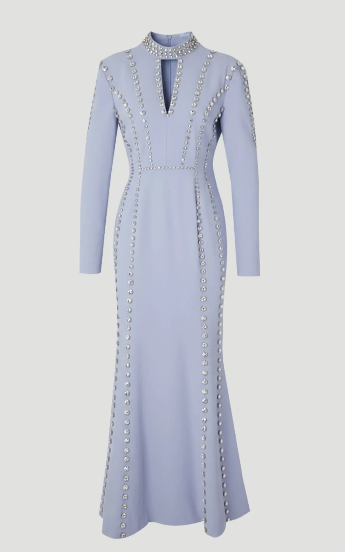 Robe Longue Décolletée Tissée Ornée de Cristaux Petite Taille
