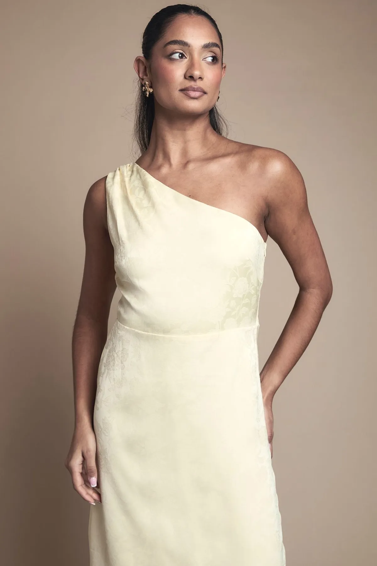 Oasis Robe Longue De Demoiselle D'honneur En Satin Jacquard À Une Épaule<Femme Robes Demoiselles D'Honneur|Satin Et Dentelle