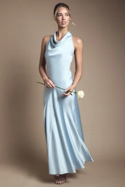 Oasis Robe Longue de Demoiselle d'Honneur en Satin à Col Bénitier et Dos Nu<Femme Robes Demoiselles D'Honneur|Satin Et Dentelle