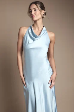 Oasis Robe Longue de Demoiselle d'Honneur en Satin à Col Bénitier et Dos Nu<Femme Robes Demoiselles D'Honneur|Satin Et Dentelle