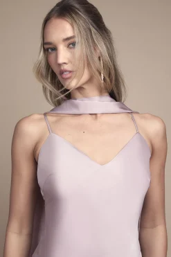 Oasis Robe Longue de Demoiselle d'Honneur à Bretelles avec Détail Foulard en Satin<Femme Robes Demoiselles D'Honneur|Satin Et Dentelle