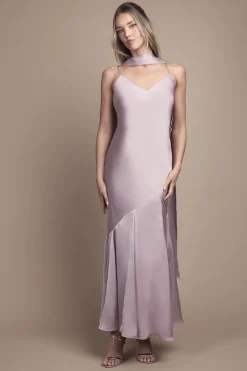 Oasis Robe Longue de Demoiselle d'Honneur à Bretelles avec Détail Foulard en Satin<Femme Robes Demoiselles D'Honneur|Satin Et Dentelle
