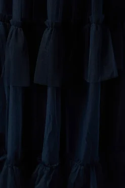Robe Longue de Demoiselle d'Honneur Asymétrique en Maille Plissée à Volants