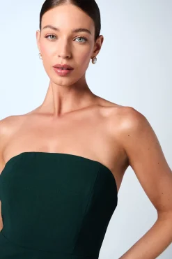 Robe Longue de Demoiselle d'Honneur en Crêpe à Dos Drapé Bandeau