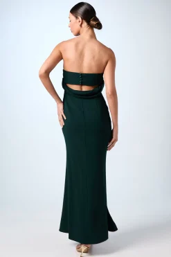 Robe Longue de Demoiselle d'Honneur en Crêpe à Dos Drapé Bandeau