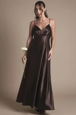 Coast Robe Longue de Demoiselle d'Honneur en Satin avec Détail Noué au Dos<Femme Robes Demoiselles D'Honneur|Satin Et Dentelle