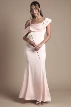 Coast Robe Longue de Demoiselle d'Honneur en Satin avec Détail Drapé et Bretelles<Femme Robes Demoiselles D'Honneur|Satin Et Dentelle