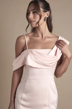 Coast Robe Longue de Demoiselle d'Honneur en Satin avec Détail Drapé et Bretelles<Femme Robes Demoiselles D'Honneur|Satin Et Dentelle