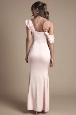 Coast Robe Longue de Demoiselle d'Honneur en Satin avec Détail Drapé et Bretelles<Femme Robes Demoiselles D'Honneur|Satin Et Dentelle