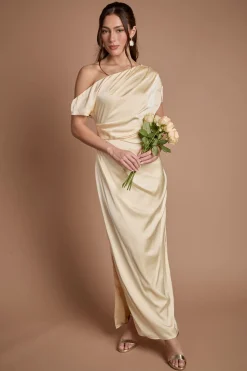 Coast Robe Longue de Demoiselle d'Honneur en Satin à Détails Froncés et Épaules Dénudées<Femme Robes Demoiselles D'Honneur|Satin Et Dentelle