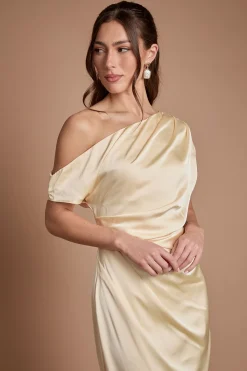 Coast Robe Longue de Demoiselle d'Honneur en Satin à Détails Froncés et Épaules Dénudées<Femme Robes Demoiselles D'Honneur|Satin Et Dentelle