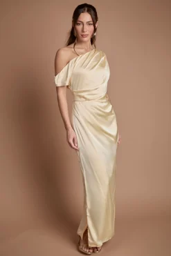 Coast Robe Longue de Demoiselle d'Honneur en Satin à Détails Froncés et Épaules Dénudées<Femme Robes Demoiselles D'Honneur|Satin Et Dentelle