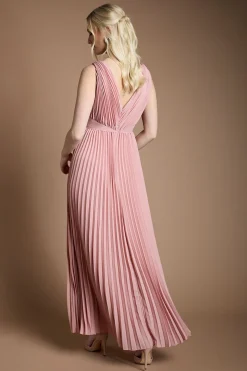 Robe Longue de Demoiselle d'Honneur à Décolleté Plongeant et Plis