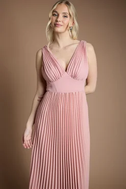 Robe Longue de Demoiselle d'Honneur à Décolleté Plongeant et Plis