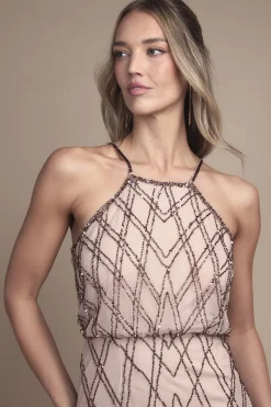 Robe Longue de Demoiselle d'Honneur à Sequins Sans Manches