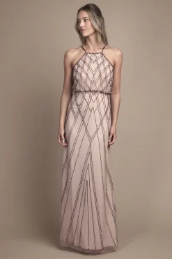 Robe Longue de Demoiselle d'Honneur à Sequins Sans Manches