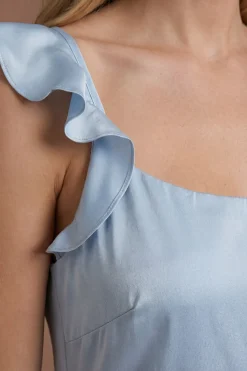 Oasis Robe Longue De Demoiselle D'honneur En Satin À Encolure Carrée Et Volants<Femme Robes Demoiselles D'Honneur|Satin Et Dentelle
