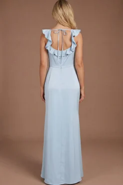 Oasis Robe Longue De Demoiselle D'honneur En Satin À Encolure Carrée Et Volants<Femme Robes Demoiselles D'Honneur|Satin Et Dentelle