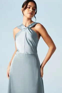 Coast Robe Longue de Demoiselle d'Honneur en Satin à Col Halter Torsadé<Femme Robes Demoiselles D'Honneur|Satin Et Dentelle