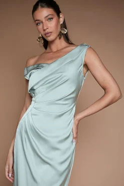 Coast Robe Longue De Demoiselle D'honneur En Satin À Épaules Dénudées Avec Détail Froncé À La Taille<Femme Robes Demoiselles D'Honneur|Satin Et Dentelle