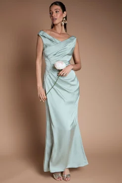 Coast Robe Longue De Demoiselle D'honneur En Satin À Épaules Dénudées Avec Détail Froncé À La Taille<Femme Robes Demoiselles D'Honneur|Satin Et Dentelle