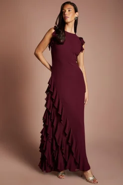Robe Longue De Demoiselle D'honneur En Georgette À Volants Coast Honoured