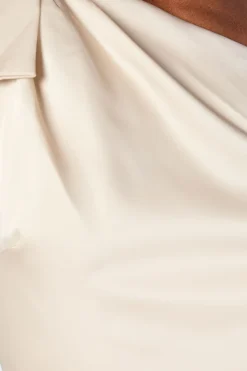 Robe Longue de Demoiselle d'Honneur à Épaule Tombante avec Détail Nœud