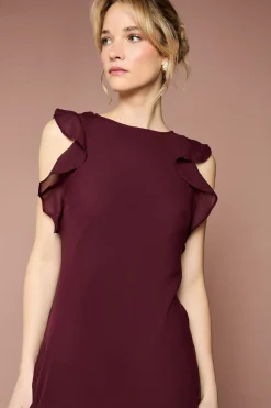 Robe Longue de Demoiselle d'Honneur Coast Honoured en Georgette à Volants