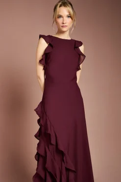 Robe Longue de Demoiselle d'Honneur Coast Honoured en Georgette à Volants