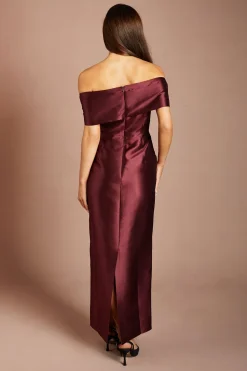 Coast Robe Longue de Demoiselle d'Honneur Colonne en Sergé avec Détail Plissé Bardot<Femme Toutes Les Robes|Robes Demoiselles D'Honneur
