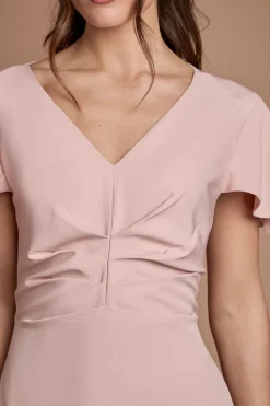 Robe Longue De Demoiselle D'honneur En Crêpe Avec Détail Plissé