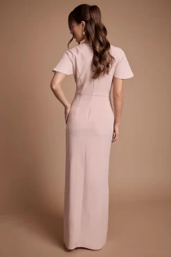 Robe Longue De Demoiselle D'honneur En Crêpe Avec Détail Plissé