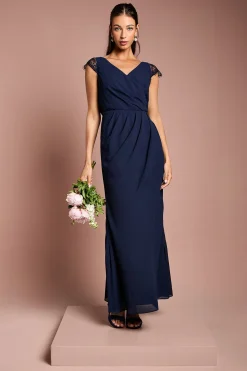 Coast Robe Longue de Demoiselle d'Honneur en Georgette avec Détails en Dentelle et Effet Portefeuille<Femme Robes Demoiselles D'Honneur|Satin Et Dentelle