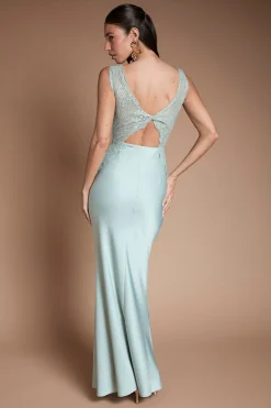 Coast Robe Longue De Demoiselle D'honneur En Dentelle Avec Dos Torsadé<Femme Robes Demoiselles D'Honneur|Satin Et Dentelle