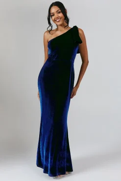 Coast Robe Longue de Demoiselle d'Honneur en Velours à Une Épaule avec Nœud<Femme Toutes Les Robes|Robes Demoiselles D'Honneur