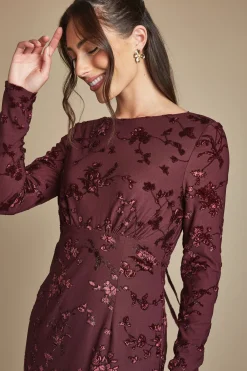 Coast Robe Longue De Demoiselle D'honneur En Mesh Dévoré Avec Dos Drapé<Femme Robes Demoiselles D'Honneur|Robes À Manches Longues