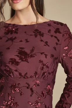 Coast Robe Longue De Demoiselle D'honneur En Mesh Dévoré Avec Dos Drapé<Femme Robes Demoiselles D'Honneur|Robes À Manches Longues