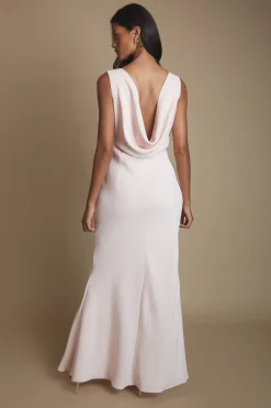 Robe Longue de Demoiselle d'Honneur Coast Honoured Petite Sans Manches à Dos Drapé