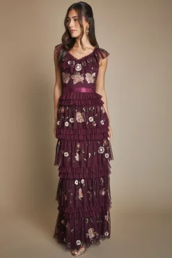 Coast Robe Longue De Demoiselle D'honneur En Tulle Brodé Avec Volants Plissés<Femme Toutes Les Robes|Robes Demoiselles D'Honneur