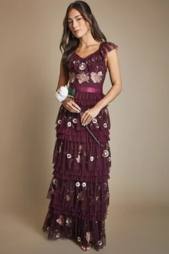 Coast Robe Longue De Demoiselle D'honneur En Tulle Brodé Avec Volants Plissés<Femme Toutes Les Robes|Robes Demoiselles D'Honneur