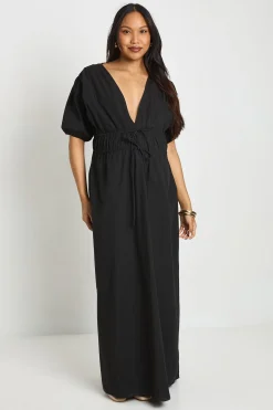 boohoo Robe Longue De Maternité Froncée Avec Lien Noué Devant<Femme Toutes Les Robes|Robes Longues