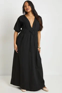 boohoo Robe Longue De Maternité Froncée Avec Lien Noué Devant<Femme Toutes Les Robes|Robes Longues