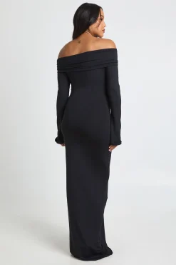 boohoo Robe Longue De Maternité À Épaules Dénudées Avec Manches Évasées Et Fronces<Femme Robes À Manches Longues|Robes