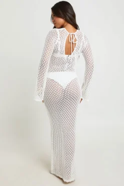 Robe Longue De Plage Au Crochet Avec Détail Corsage