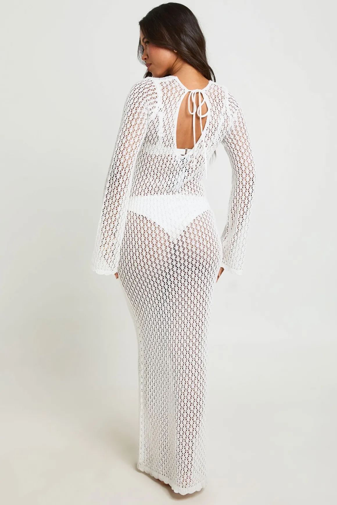 Robe Longue De Plage Au Crochet Avec Détail Corsage