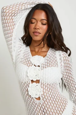 Robe Longue De Plage Au Crochet Avec Détail Corsage